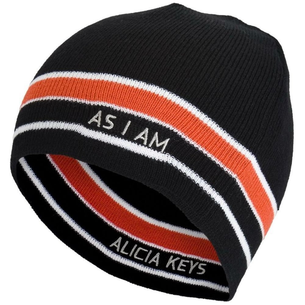 Alicia Keys Mens Reversible As I Am Black/Orange Beanie New With Tags